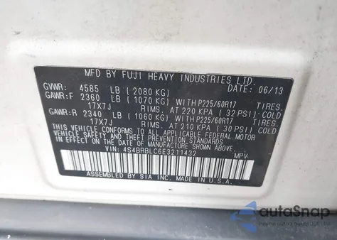 2014 Subaru Outback 2.5I Limited from USA, damaged, VIN 4S4BRBLC6E3211432
